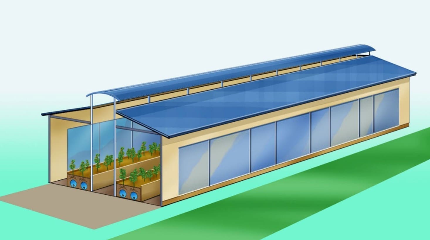 農業ハウスの外観パース